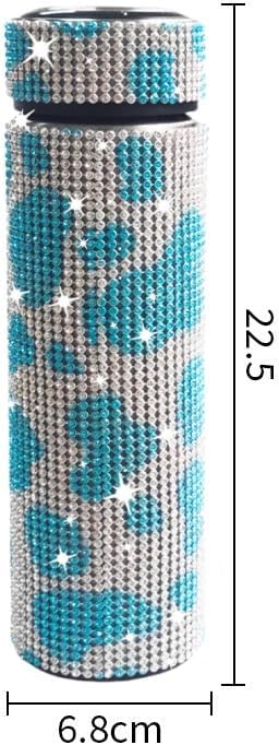 17 oz Bling Stainless Steel Water Bottle Rhinestone Vacuum Water Bottle Glitter Bottles Diamond Vacuum Flask Mug Gift Girls Women (500ml),Cow Sky Blue - Image 2