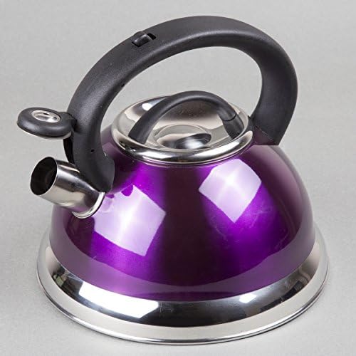 Creative Home Alexa 3.0 Quart Stainless Steel Whistling Tea Kettle Fast Boiling Heat Water for Stovetop Whistle Tea Pot, Metallic Purple - Image 5
