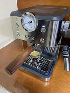 51mm Bottomless Portafilter Compatible with Delonghi Linea Classic EM450M CASABREWS Espresso Machine CM5418 3700Essential 3700Gense 3700Pro Espresso Portafilter Stainless Steel Handle Wood - Image 2