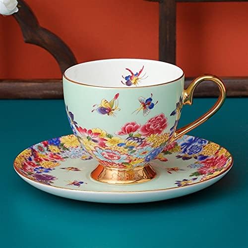 tea cups and saucers,Ceramic Coffee Tea and Saucer Set Bone China Teacups Elegant Cup and(Green) - Image 4