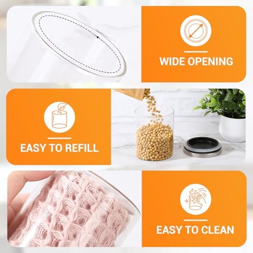 Round Glass Jars with Lids, 4 Pack 25 oz Glass Containers with Stainless Steel Lids, 750ml Clear Airtight Kitchen Pantry Storage Canisters for Sugar, Coffee, Tea, Candy, Cereal, Oat, Flour - Image 4