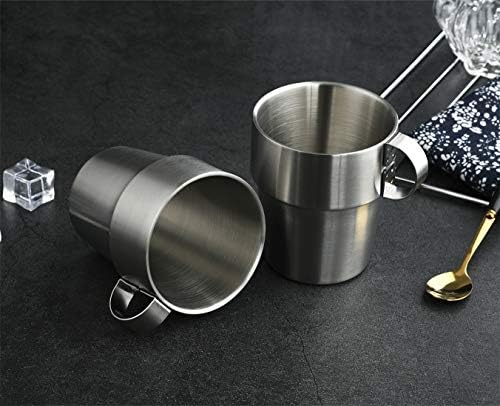 Stackable Stainless Steel Coffee Cups, Insulated Tea Cups with Stainless Steel Handle, Double Walled Insulated Coffee Mug, Keep Drinks Hot or Cold Longer, Metal Stand, Set of 6 - Image 3