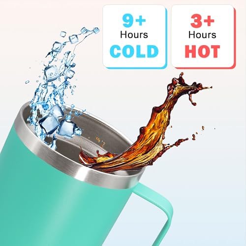 20 oz Tumbler with Handle and Lid Insulated Travel Coffee Mug LightBlue 6P - Image 4