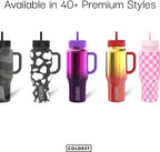 Coldest Tumbler with Handle and Straw - 100% Spill Proof Tumbler with Straw (3 Lids) - Stainless Steel Insulated Leakproof Tumblers for Women & Men - Cup Holder Friendly - 46 oz (Purple Nova) - Image 3