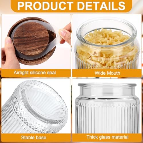 6 Pcs 500ml/17 oz Vintage Glass Jars with Wood Lids - Image 3