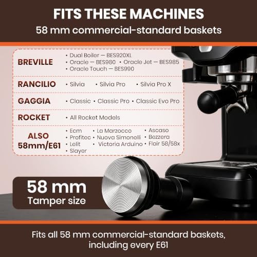 Espresso Tamper 58mm – Fits Breville Dual Boiler, Oracle & E61 Portafilter – Compatible With Rocket, Gaggia Classic, Rancilio Silvia – Spring Loaded Calibrated Self Leveling Coffee Tamper Tool - Image 3