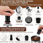 5 Pcs 51mm Espresso Accessories Kit, 3kg/0.1g Accurate Coffee Scale with Timer, Coffee Distributor Spring Loaded Calibrated Tamper WDT Tool and Dosing Funnel Set Fits 51mm Espresso Machines - Image 4