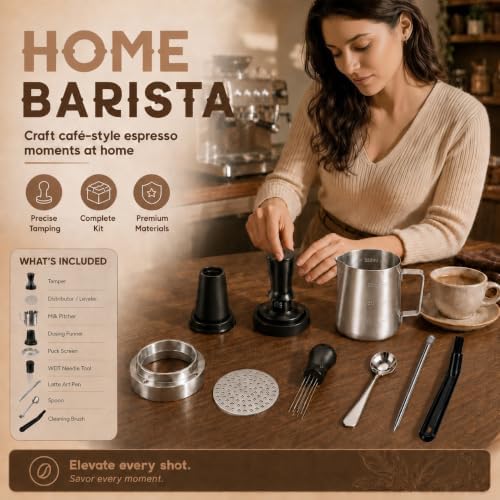 51mm Espresso Accessories Kit, 10 Pcs Espresso Kit Barista Tools, Espresso Machine Accessories with Tamper, Coffee Distributor, Dosing Funnel and WDT Tool, Espresso Tools Set - Image 2