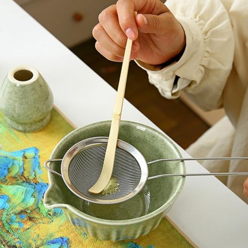 8-Piece Matcha Set - Complete Japanese Matcha Whisk & Bowl Kit with Bamboo Whisk, Sifter, Scoop & Towel – Ideal Beginner Matcha Making Set for Traditional Ceremonial Grade Matcha Tea (Spun Green) - Image 5