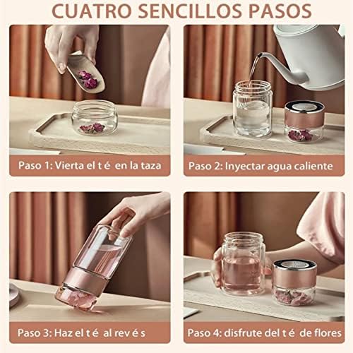 Tea Infuser Bottle 420Ml Double Layer Stainl Steel Age Proof Glass Water Bottle For Office Tl Home Tea Sers Water Bottles, Water Bags, Water Cups (Rose Gold) - Image 2
