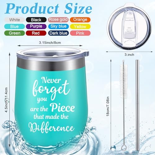 Sieral 12 Pcs Thank You Gifts for Women Appreciation Wine Tumbler for Employee Teacher Inspirational Birthday Graduation Gift You Are Awesome/sister with Straw Stainless Steel 12 oz (Vivid Style) - Image 2