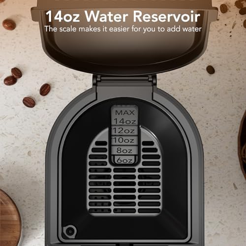 Single Serve Coffee Maker – Brew with Coffee Pods & Grounds, Compatible with Kcup Coffee Pods, Small Sizes Up to 6 8 10 12 14 Oz, 14 Oz Water Reservoir, Easy to Clean for Office Travel Home, Black - Image 5