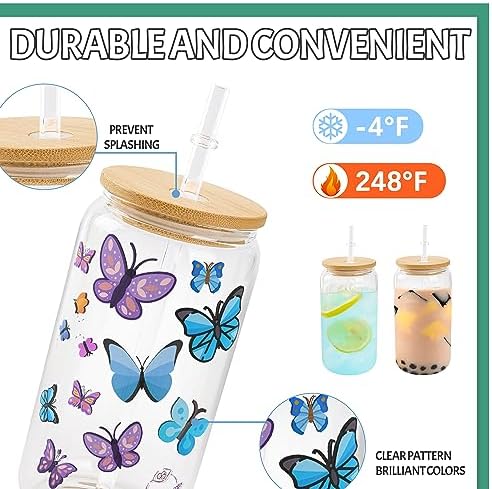 Joyclub Sublimation Glass Cups 8 Pack 16 oz Clear with Bamboo Lids - Image 5