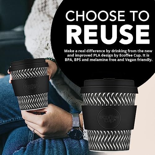 Ecoffee Cup 8oz (240ml) Reusable Coffee Cup – PLA Plant-Based Travel Mug with Silicone Lid, Melamine Free & Dishwasher Safe – Spin Foam - Image 2