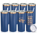 20 oz Skinny Tumblers Bulk with Lids and Straws Navy,8 pack by MetalyaTumblers