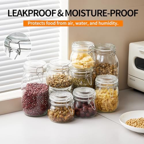 3 Pack 68oz Food Storage Jars with Airtight Lids, Preserving Seal Wire Clip Fastening Glass Containers, Canisters for Kitchen Organization, Flour, Cereal, Pasta, Sugar, Beans, Pickling Jars(68 Oz*3) - Image 4