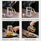 YJX 25.4oz Magnetic Glass Teapot Set with 40.6oz Cast Iron Tea Kettle for Stovetop, Small Enchanted Brewing Tea Pot, Witchcraft Magic Borosilicate Tea Set with Strainer for Loose Leaf - Image 5