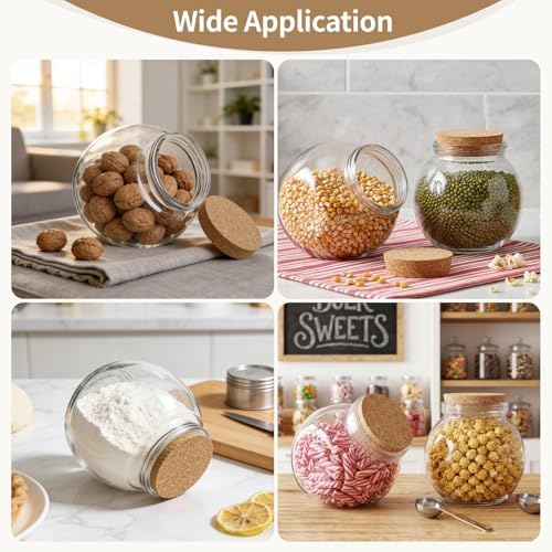 2 Pcs Glass Cookie Jars, 71 oz Wide Mouth Food Storage Canisters, Vacuum-sealed Cork Lids, Large Candy Jar for Kitchen Pantry, Marker and Labels Included, for Coffee, Tea, Flour, Beans - Image 4