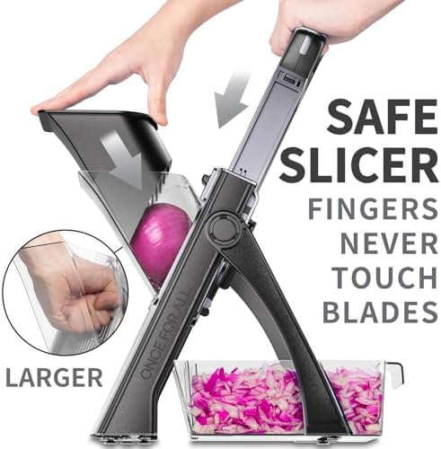 ONCE FOR ALL Safe Mandoline Slicer Plus with Peeler, Bigger Size, Black - Image 2