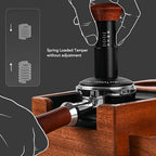 Calibrated Spring Loaded Coffee Tamper with 3.9 Inch Aluminum Stainless Steel Waffle Base and Wood Handle for Baristas and Espresso Enthusiasts (58mm) - Image 4