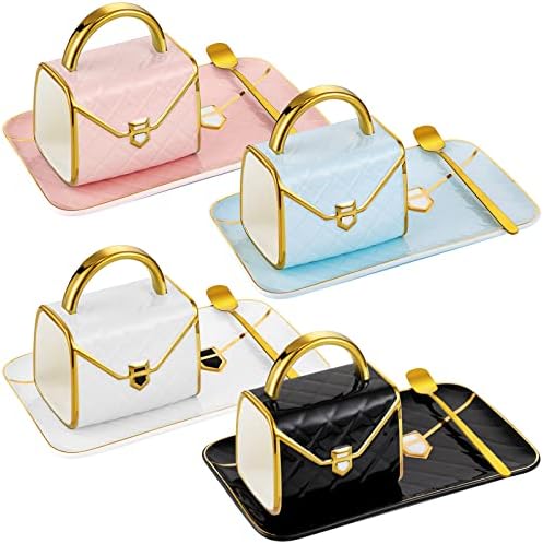 Sliner Set of 4 Handbag Coffee Mug with Saucer Purse Tea Cup Set,Classic by Sliner