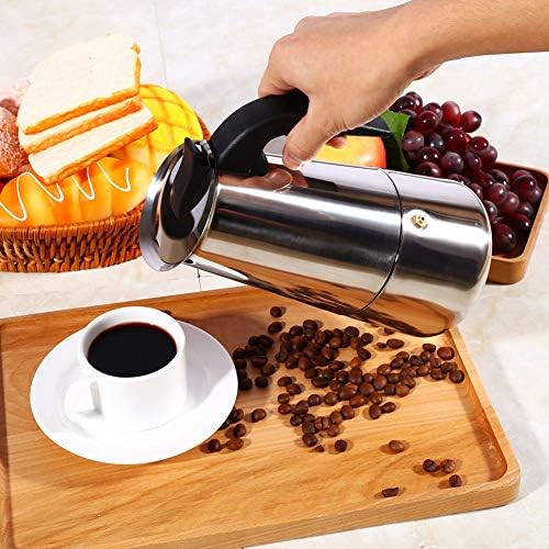 Haofy Stovetop Espresso Maker, 100ml/200ml/300ml/450ml Stainless Steel Moka Pot Cup Coffee Maker Stove Home Office Use (450ml) - Image 2