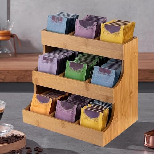 3-Tier Wood Tea Bag Organizer, Countertop Tea and Coffee Pod Storage Rack for Kitchen Pantry and Office - Image 4