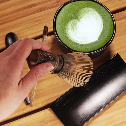BambooMN Brand - Matcha Ceramic Set - Matcha Bowl and Whisk Holder - 10 Sets Shimmering Blue - Image 5