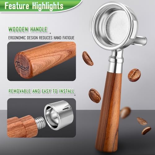 58mm Portafilter for E61 Group Head , Flair 58, ECM, Rocket, Sanremo, Synesso, Slayer, VBM Espresso Machines , Dual Spout Espresso Handle with Siam Rosewood Grip & 304 Stainless Steel Basket - Image 6
