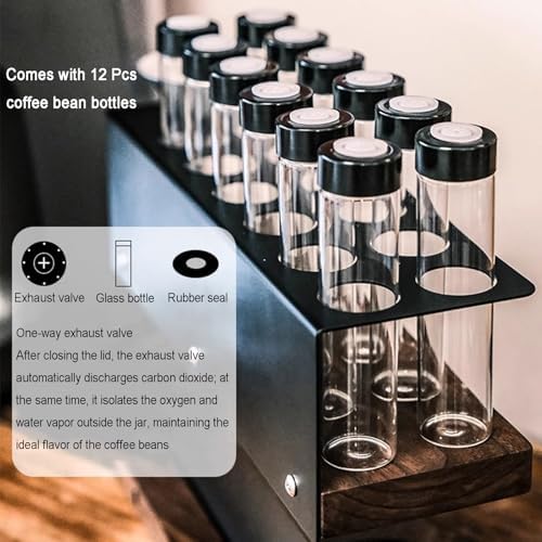 Single Dose Coffee Bean Cellars, 2-Tier Coffee Tool Storage Stand, with 12 Pcs Tubes - Capacity 23-25 G, Hopper, Exhaust Valve, Espresso Tamper Organizer Tool - Image 4
