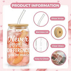 Glass Cups with Lids and Straws, 6Pack, 16oz Inspirational Awesome - Image 3