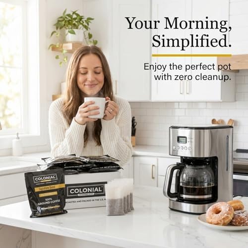 Colonial Coffee Ground Coffee Filter Portion Packs, 2 Ounce (Pack of 40), 100% Arabica Breakfast Blend Medium Roast, Gourmet Bulk Packets for 10-12 Cup Drip Maker - Image 2