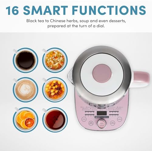AROMA® Professional 1.5L / 6-Cup Glass Digital Electric Tea Maker, Automatic Keep Warm Mode, 16 Different Heat Setting Options, Spill-Free Pouring Spout (AWK-701) - Image 2