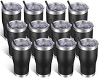 VEGOND 20oz Tumbler Stainless Steel Tumbler Cup with Lid And Straw Vacuum Insulated Double Wall Travel Coffee Mug(Black 12 Pack) by VEGOND