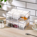 Amazing Abby - Tea-Rrific - 2-Pack Acrylic 6-Compartment Tea Bag Organizer, Clear Plastic Tea Box, 6-Slot Tea Chest, Perfect Tea Storage Solution for Kitchen Cabinet, Countertop, Pantry, and More - Image 2
