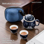 SHELFLOVER Beautiful Tea Mug Portable, White Porcelain Easy to Clean Keep Tea Hot Long, Easy Carried Travel/Office/Home Drink, Cute Cat, Dark Blue, 10oz - Image 3