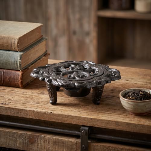 Cast Iron Teapot Warmer Stand for Tea Light Candle, Black - Image 7