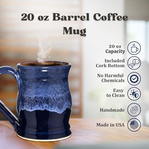 20oz Barrel Coffee Mug Handmade in the USA (Glossy Black/Green) - Image 2