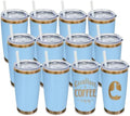 20 oz Tumbler Bulk Stainless Steel Tumblers with Lids and Straws Sky Blue by MetalyaTumblers