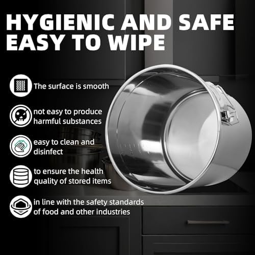 33L/8.7 Gal 304 Stainless Steel Containers with Lids 1116 Oz Airtight Containers with Lids and Lock Hole 304 Stainless Steel Container with Lid for Storage 304 Airtight Stainless Bucket - Image 5