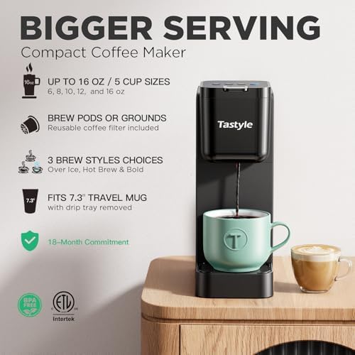 Tastyle Single Serve Coffee Maker Hot and Iced with Bold Brew, Up to 16 Oz - Image 2