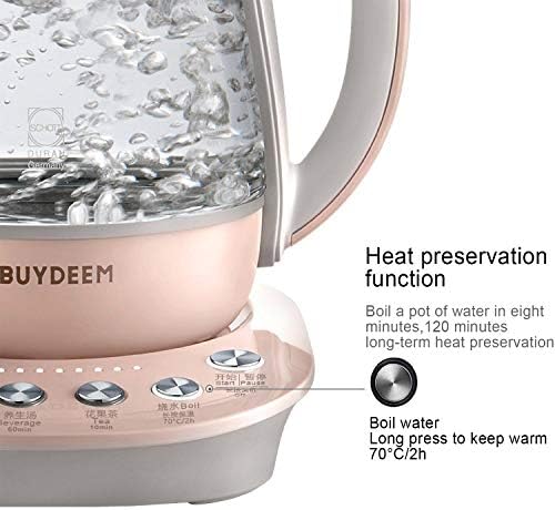 BUYDEEM K2693 Health Pot, Health-Care Beverage Electric Kettle with Thickened Glass, 9-in-1 Fully Automatic Programmable Brew Cooker, 1.5 L, Pink - Image 3