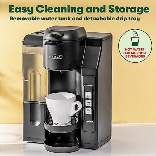 BELLA Single Serve Coffee Maker, Dual Brew, K-cup Compatible - Ground Coffee Brewer with Removable Water Tank & Adjustable Drip Tray, Perfect for Travel Mug - Image 5