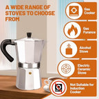Manual Coffee Grinder Detachable Stainless Steel Conical Burr Aluminum Coffee Bean Grinder Silver with 2 Cup Aluminum Espresso Stovetop Moka Pot Express Coffee Maker Percolator Italian Classic - Image 5