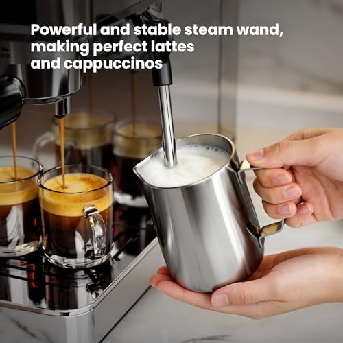Kismile 20 Bar Espresso Machine,Milk Frother, LED Display, Stainless Steel - Image 4
