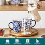 vancasso SELENE Large Coffee Mugs Set of 6, 16 Oz Porcelain Coffee Cups with Handle, Ceramic Tea Cup for Cappuccino, Latte, Tea, Cocoa, Dishwasher & Microwave Safe Gift Sets, Vintage Blue - Image 4