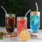 16oz Glass Cups with Lids and Straws, 4 Pack Vintage Drinking Glasses Tumblers Polka Dot Iced Coffee Cups for Kitchen, Home, Office, Gifts - Image 5