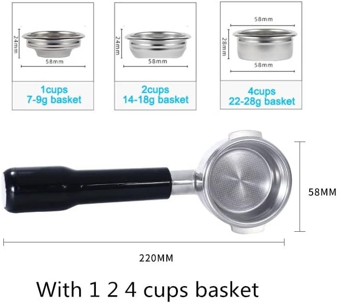 58MM Bottomless Filter Portafilter,Compatibility E61 brewing head, with 1/2/4 cups basket(Type x) - Image 2