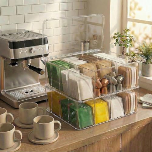 16 Compartment Acrylic Tea Bag Organizer with Lid (2 Pack) - Image 5