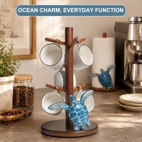 Sea Turtle Decor Wooden Mug Tree Cup Stand Beach Ocean Coastal Home Decor - Image 6